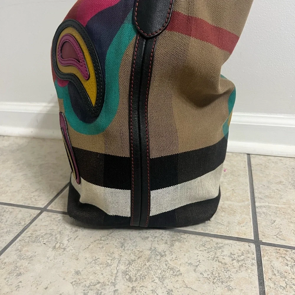 Burberry  Canvas Mega Check Medium Ashby Pop Elements Hobo Handbag - Picture 3 of 14